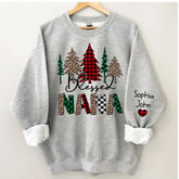 Lofaris Christmas Trees Blessed Nana Mimi Grandma Custom Name CTH01 Sweatshirt